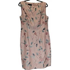 Spenser Jeremy womens size 12 sheath dress blush pink floral 100% silk
